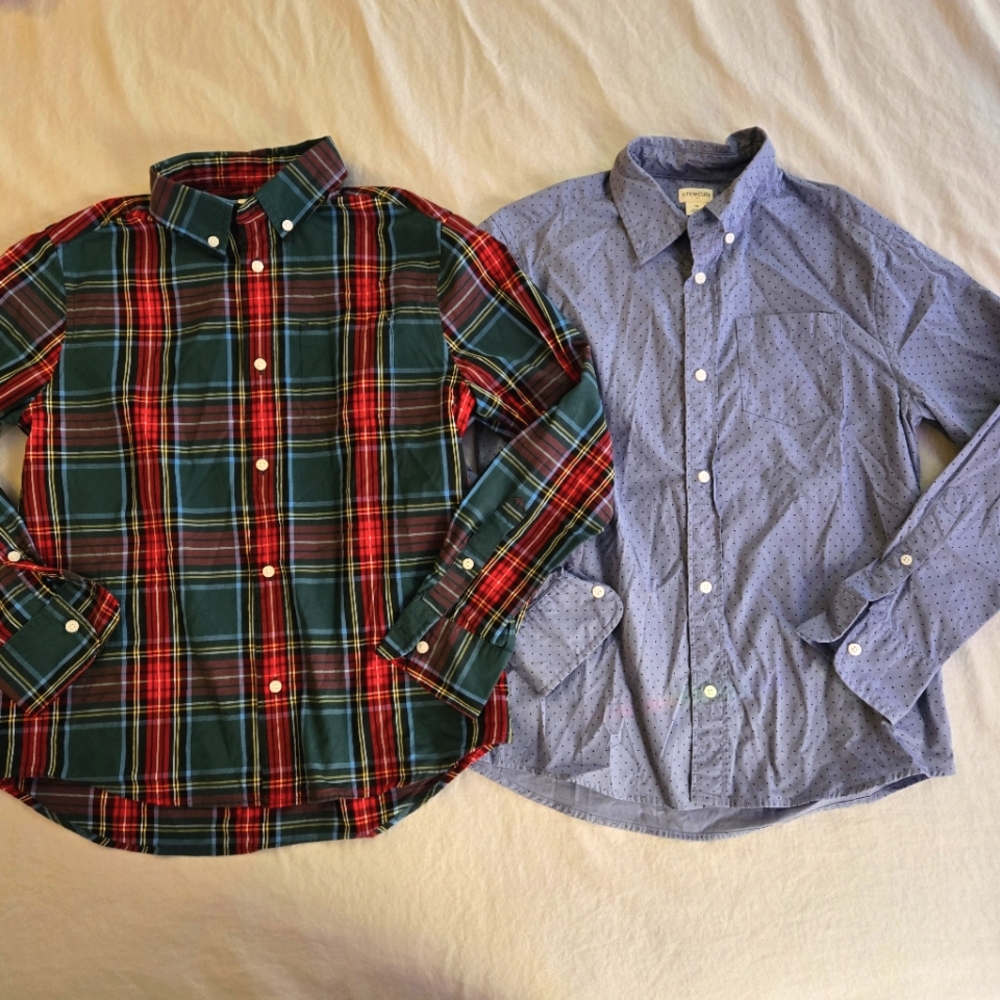 Crewcuts 2 Boys Button Downs - Fall Polka Dot & Holiday Tartan 12